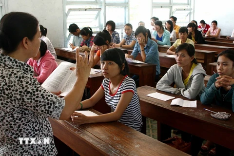 Thí sinh xem sơ đồ phòng thi tại một điểm thi vào Trường Đại học Đà Nẵng năm 2012. (Ảnh: Trần Lê Lâm/TTXVN)
