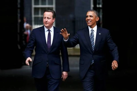 Tổng thống Mỹ Obama và Thủ tướng Anh David Cameron ở Phủ Thủ tướng Anh, ngày 22/4. (Nguồn: PA)