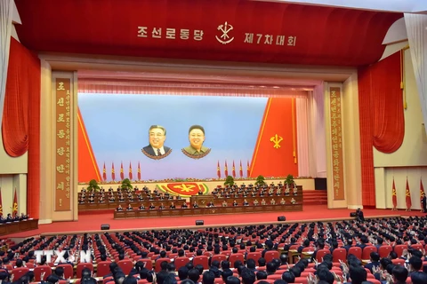 Toàn cảnh Đại hội Đảng Lao động Triều Tiên lần thứ 7 ở Bình Nhưỡng ngày 7/5. (Nguồn: EPA/TTXVN)