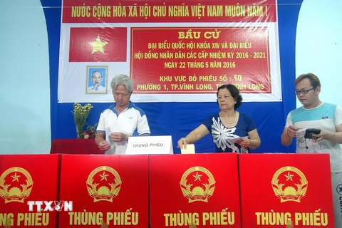 Cử tri Vĩnh Long đi bầu cử đại biểu Quốc hội khóa XIV và đại biểu Hội đồng Nhân dân các cấp. (Ảnh: Phạm Minh Tuấn/TTXVN)