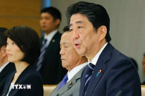 Thủ tướng Nhật Bản Shinzo Abe trong một cuộc họp tại thủ đô Tokyo ngày 31/5. (Nguồn: Kyodo/TTXVN)