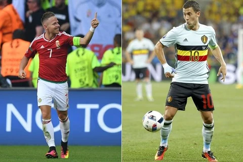 Các cầu thủ Hungary (trái) liệu có thể tiếp tục gây thêm cú sốc nữa ở EURO 2016 trong trận đấu rạng sáng mai với "Quỷ đỏ" Bỉ? (Nguồn: Telegraph)