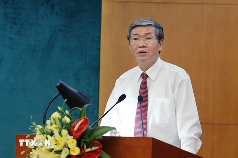Ông Đinh Thế Huynh, Ủy viên Bộ Chính trị, Thường trực Ban Bí thư phát biểu tại hội nghị. (Ảnh: An Đăng/TTXVN)