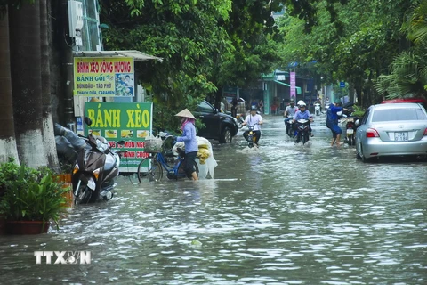 Mưa lớn gây ngập lụt ở Điện Biên, ngày 2/7. (Ảnh: Xuân Tư/TTXVN)
