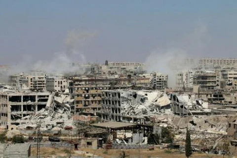 Khung cảnh đổ nát ở Aleppo. (Nguồn: AFP)