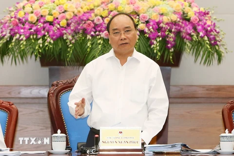 Thủ tướng Nguyễn Xuân Phúc phát biểu tại Phiên họp. (Ảnh: Thống Nhất/TTXVN)