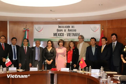 Đại sứ Lê Linh Lan chụp ảnh chung với Nhóm nghị sỹ hữu nghị Mexico-Việt Nam. (Nguồn: Phân xã Mexico)