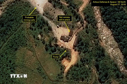 Bãi thử hạt nhân Punggye-ri tại miền đông bắc Triều Tiên. (Nguồn: EPA/TTXVN)