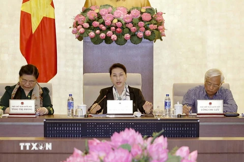 Chủ tịch Quốc hội Nguyễn Thị Kim Ngân phát biểu ý kiến. (Ảnh: An Đăng/TTXVN)