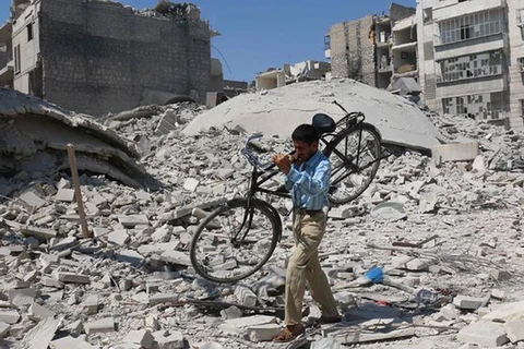 Cảnh đổ nát ở Aleppo. (Nguồn: Getty)