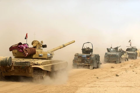 Quân đội Iraq tiến về Mosul ngày 17/10. (Nguồn: AFP)