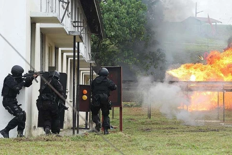 Hoạt động diễn tập của lực lượng chống khủng bố Malaysia. (Nguồn: ASIA NEWS NETWORK)
