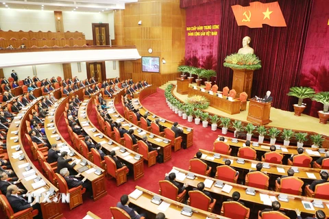 Toàn cảnh Hội nghị lần thứ tư Ban Chấp hành Trung ương Đảng Cộng sản Việt Nam khóa XII. (Ảnh: Trí Dũng/TTXVN)