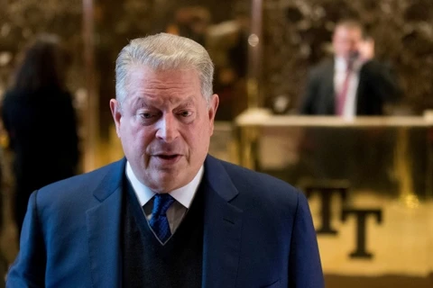 Cựu Phó Tổng thống Mỹ Al Gore sau cuộc gặp với ông Trump. (Nguồn: AP)