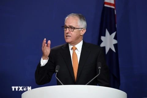 Thủ tướng Australia Malcolm Turnbull trong cuộc họp báo ở Sydney ngày 30/10. (Nguồn: EPA/TTXVN)