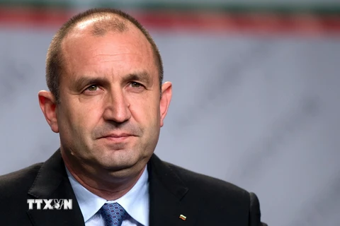 Ông Rumen Radev trong cuộc họp báo ở Sofia ngày 13/11. (Nguồn: AFP/TTXVN)