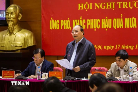 Thủ tướng Chính phủ Nguyễn Xuân Phúc phát biểu tại hội nghị. (Ảnh: Trọng Đạt/TTXVN)
