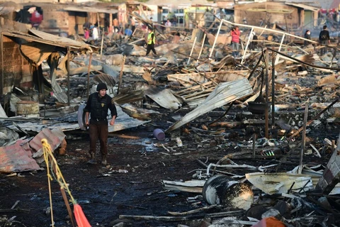 Khung cảnh tan hoang ở chợ pháo hoa San Pablito. (Nguồn: AFP)