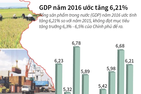 GDP năm 2016 ước tăng 6,21%, thấp hơn mục tiêu của Chính phủ