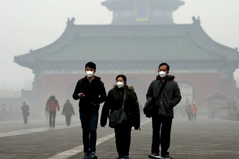 Thủ đô Bắc Kinh của Trung Quốc đang ở mức độ ô nhiễm không khí nặng. (Nguồn: Kyodo)