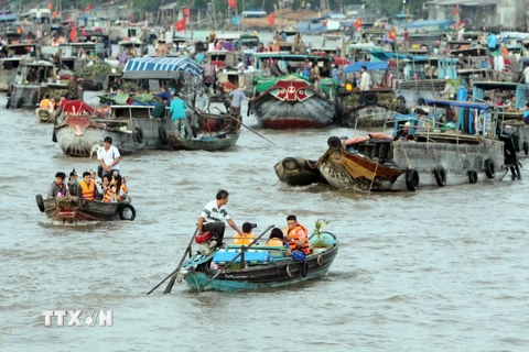 Một góc chợ nổi Cái Răng. (Nguồn: TTXVN)