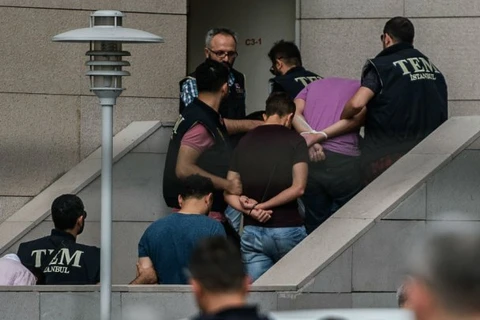 Ảnh tư liệu: Binh sỹ Thổ Nhĩ Kỳ (áo tím) tham gia đảo chính bất thành bị bắt giữ hồi tháng 7/2016. (Nguồn: AFP)
