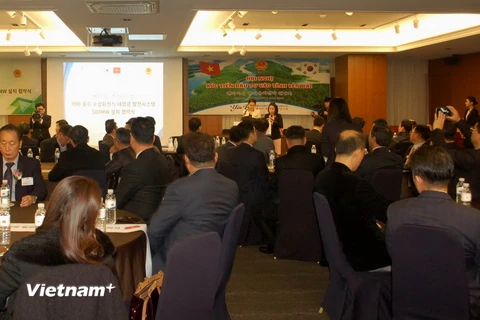 Quang cảnh hội nghị xúc tiến đầu tư của tỉnh Yên Bái tổ chức ở Seoul. (Nguồn: Phạm Duy/Vietnam+)