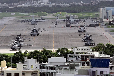 Máy bay trực thăng quân sự Mỹ tại căn cứ không quân Okinawa. (Nguồn: AFP)