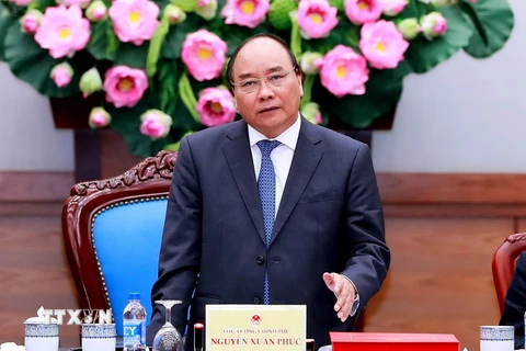 Thủ tướng Nguyễn Xuân Phúc phát biểu chỉ đạo phiên họp. (Ảnh:Thống Nhất/TTXVN)