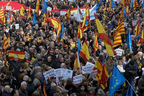 Một cuộc biểu tình của những người ủng hộ đòi độc lập ở Catalonia. (Nguồn: AFP)