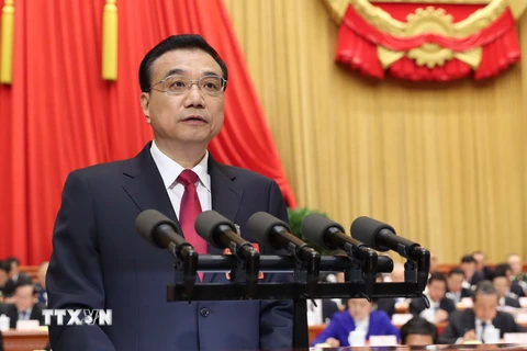 Thủ tướng Trung Quốc Lý Khắc Cường phát biểu tại lễ khai mạc Kỳ họp thường niên lần thứ 5 Đại hội Đại biểu Nhân dân Toàn quốc. (Nguồn: THX/TTXVN)