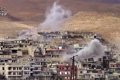 Wadi Barada, phía tây bắc Damascus, Syria, một mặt trận giao tranh giữa quân chính phủ và phiến quân Syria. (Nguồn: AP)