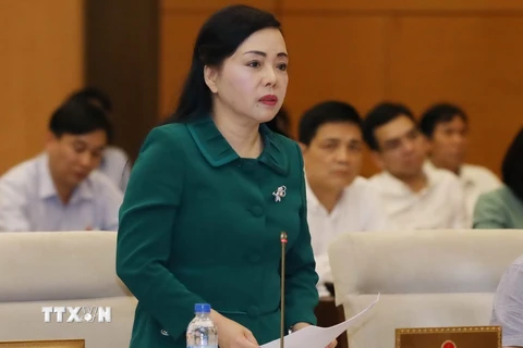 Bộ trưởng Bộ Y tế Nguyễn Thị Kim Tiến phát biểu ý kiến. (Ảnh: Phương Hoa/TTXVN)