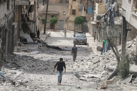 Khung cảnh hoang tàn ở Aleppo, Syria. (Nguồn: AP)