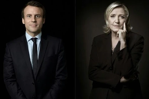Hai ứng cử viên Tổng thống Pháp Emmanuel Macron và Marine Le Pen. (Nguồn: NDTV)