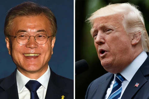Tổng thống Mỹ Donald Trump đã có cuộc điện đàm với tân Tổng thống Hàn Quốc Moon Jae-In. (Nguồn: latimes.com)