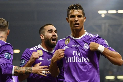 Cristiano Ronaldo ăn mừng sau khi ghi bàn thắng trong trận chung kết Champions League giữa Real Madrid và Juventus. (Nguồn: Getty Images)