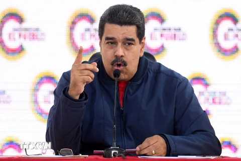 Tổng thống Venezuela Nicolás Maduro phát biểu tại một sự kiện ở Caracas ngày 29/5. (Nguồn: AFP/TTXVN)