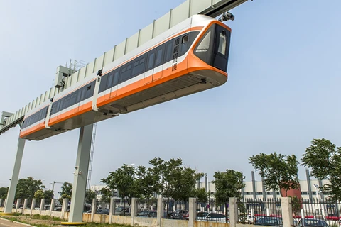 Tuyến đường sắt treo ở Thanh Đảo. (Nguồn: CRRC Qingdao Sifang)