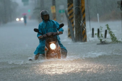 Bão Nesat gây mưa lớn khi quét qua Đài Loan tối 29/7. (Nguồn: AFP)