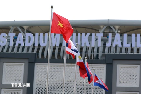 Hình ảnh lễ thượng cờ Đoàn Thể thao Việt Nam tại SEA Games 29