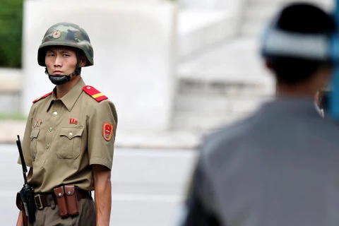 Binh sỹ Triều Tiên đóng quân ở làng đình chiến Panmunjom. (Nguồn: Getty Images)