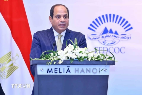 Tổng thống Ai Cập Abdel Fattah el-Sisi phát biểu. (Ảnh: Minh Quyết/TTXVN)
