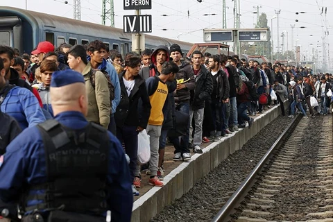 Người tị nạn ở ga tàu hỏa Hegyeshalom, Hungary. (Nguồn: Reuters)