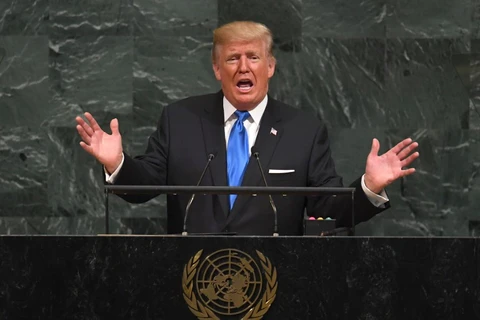 Tổng thống Mỹ Donald Trump phát biểu trước 193 thành viên Đại Hội đồng Liên hợp quốc ngày 19/9. (Nguồn: AFP)