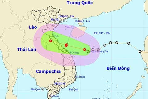 Dự báo đường đi của áp thấp nhiệt đới. (Nguồn: nchmf.gov.vn)