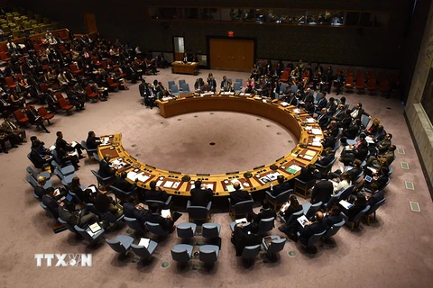 Toàn cảnh một phiên họp Hội đồng bảo an Liên hợp quốc ở New York, Mỹ ngày 28/9. (Nguồn: AFP/TTXVN)