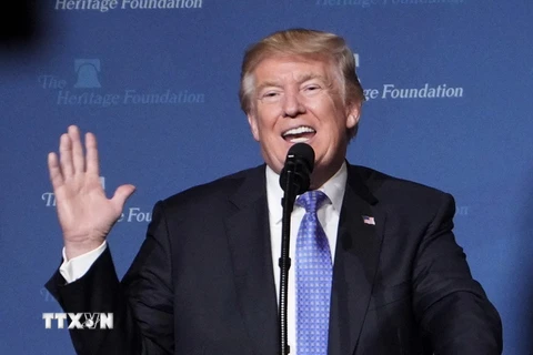 Tổng thống Mỹ Donald Trump phát biểu tại một cuộc họp ở Washington, DC ngày 17/10. (Nguồn: AFP/TTXVN)