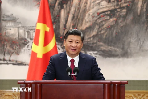 Tổng Bí thư Đảng Cộng sản Trung Quốc Tập Cận Bình tại buổi gặp gỡ báo chí. (Nguồn: THX/TTXVN)