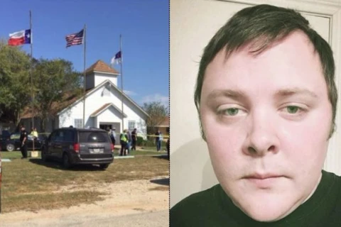 Hung thủ Devin P.Kelley và hiện trường vụ xả súng trong nhà thờ ở bang Texas. (Nguồn: theyeshivaworld.com)